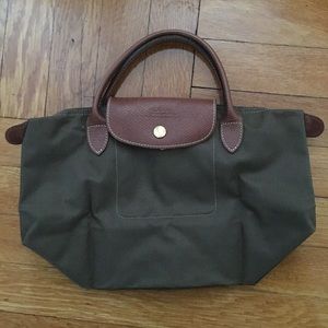 Longchamp le pliage small top handle nylon handbag in brown